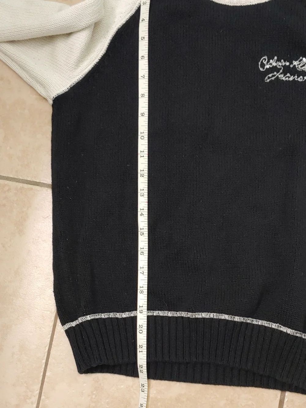 Vintage 90s Calvin Klein Sweater Two Tone Sequin Embroidery Women's Size L